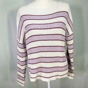 Lilla P Sweater Striped Purple Cream Women’s Size Large MSRP $149